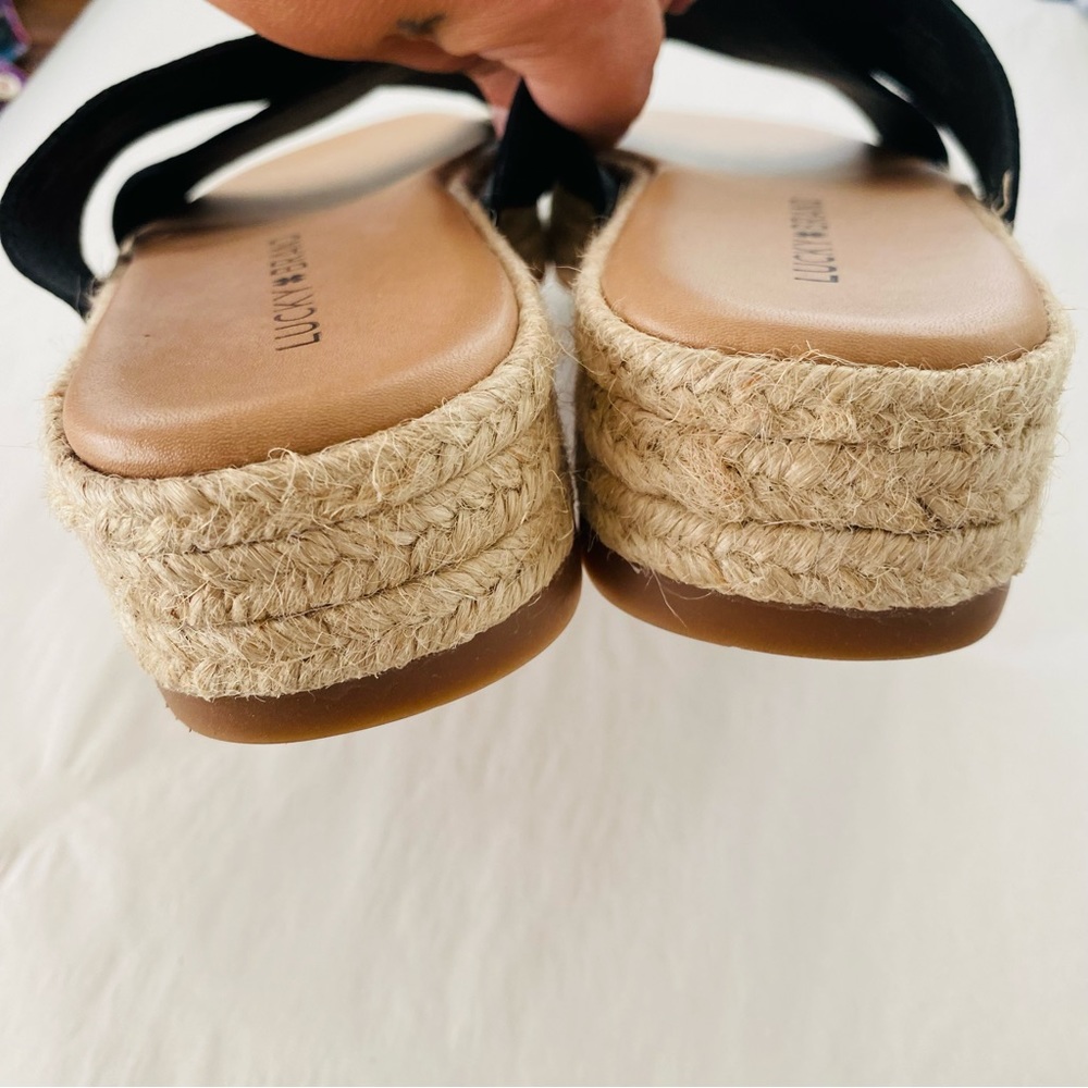 Lucky Brand NEW Gayte Black‎ Platform Espadrille Slide Sandals Size 6.5 - Picture 5 of 7